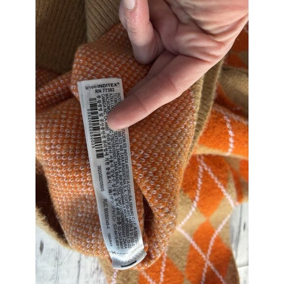 Zara Orange and Tan Argyle Sweater - Picture 10 of 10